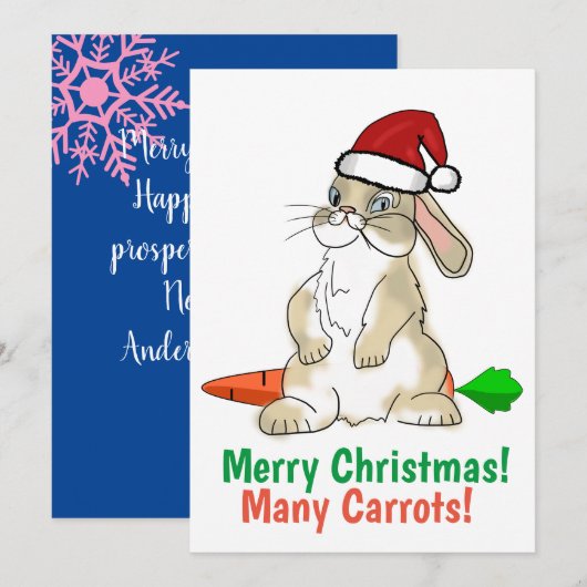 Funny Bunny Merry Kerstmis Feestdagenkaart (Voorkant / Achterkant)