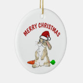 Funny Bunny Merry Kerstmis Keramisch Ornament (Rechts)