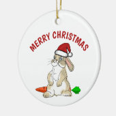 Funny Bunny Merry Kerstmis Keramisch Ornament (Links)