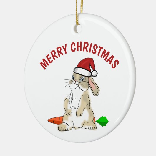 Funny Bunny Merry Kerstmis Keramisch Ornament (Links)