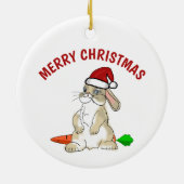 Funny Bunny Merry Kerstmis Keramisch Ornament (Achterkant)