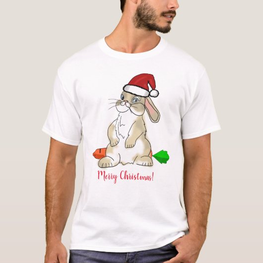 Funny Bunny Merry Kerstmis T-shirt (Voorkant)
