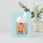 Funny Bunny Personalized Photo Easter Holiday Feestdagenkaart (Staand voorkant)