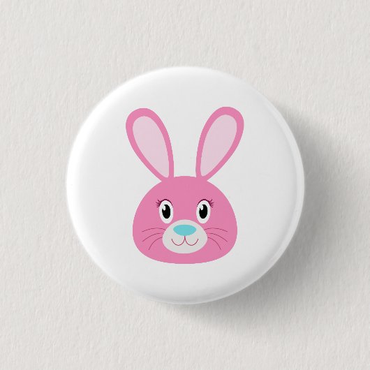 Funny Bunny Pink Ronde Button 3,2 Cm (Voorkant)
