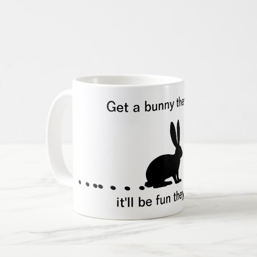 Funny Bunny Poop Coffee Mok (Voorkant links)
