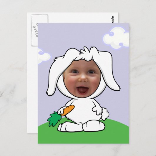 Funny Bunny Rabbit Foto Face Sjabloon Briefkaart (Voorkant / Achterkant)