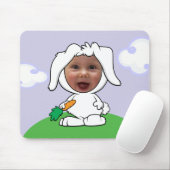 Funny Bunny Rabbit Foto Face Sjabloon Muismat (Met muis)
