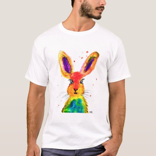 Funny bunny Rabbit Hare waterverf Cute Animal T-shirt (Voorkant)