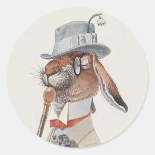 Funny  Bunny Rabbit - Paascadeau Ronde Sticker