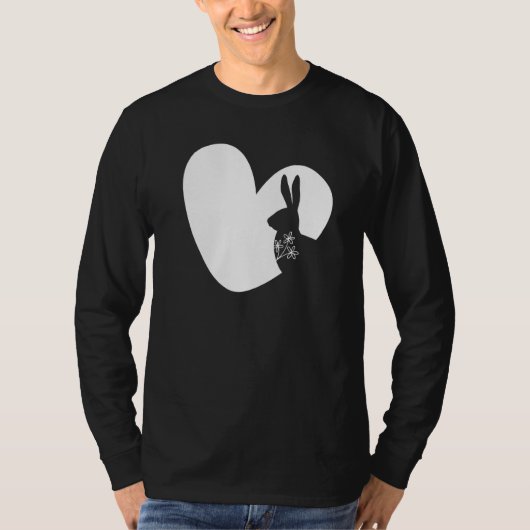 Funny Bunny Rabbit White Heart Happy Easte T-shirt (Voorkant)