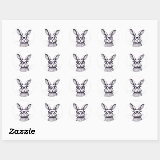 Funny Bunny Ronde Sticker (Vel)