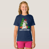 Funny Bunny Santa Merry Christmas  T-shirt (Voorkant volledig)
