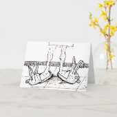 Funny Bunny Slippers Feliz cumpleaños Cartoon Card Kaart (Gele Bloem)