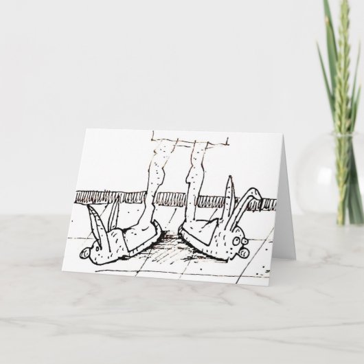 Funny Bunny Slippers Feliz cumpleaños Cartoon Card Kaart (Voorkant)