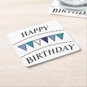 Funny Bunting Happy Birthday Kartonnen Onderzetters (Schuin)