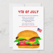 Funny burger american flag plaid bbq 4th of Juli Kaart (Voorkant)