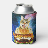 Funny burger cat space blikjeskoeler (Blikje Voorkant)