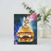 Funny burger cat space briefkaart (Staand voorkant)