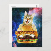 Funny burger cat space briefkaart (Voorkant / Achterkant)
