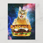 Funny burger cat space briefkaart (Voorkant)