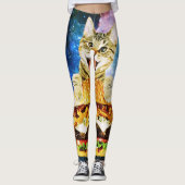 Funny burger cat space leggings (Voorkant)