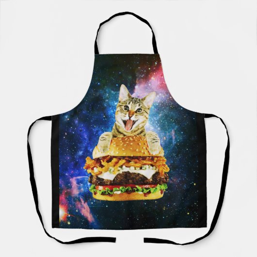 Funny burger cat space schort (Voorkant)