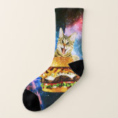 Funny burger cat space sokken (Links - buitenkant)