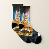 Funny burger cat space sokken (Paar)