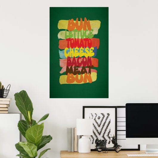 Funny Burger Typography Art Poster (Thuiskantoor)