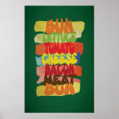 Funny Burger Typography Art Poster (Voorkant)