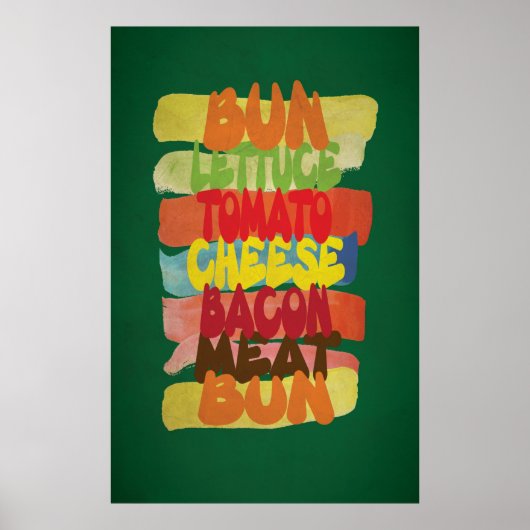 Funny Burger Typography Art Poster (Voorkant)