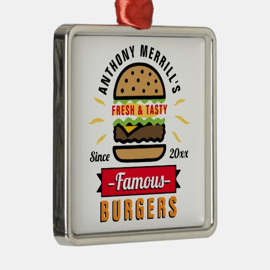 Funny Burgers Custom Name Ornament (Rechts)