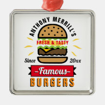 Funny Burgers Custom Name Ornament