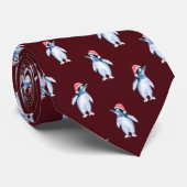 Funny Burgundy Penguin Stropdas voor Dierenvriende (Opgerold)