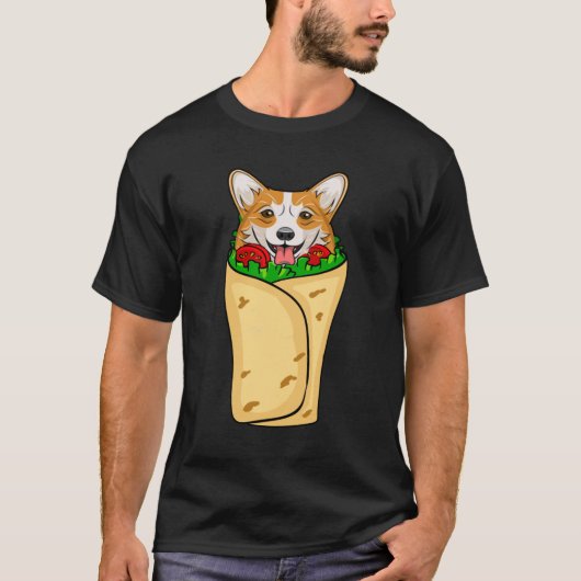 Funny Burrito Corgi Dog Mexico Sombrero Fiesta832 T-shirt (Voorkant)