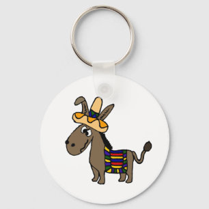 Funny Burro met Sombrero en Blanket Sleutelhanger