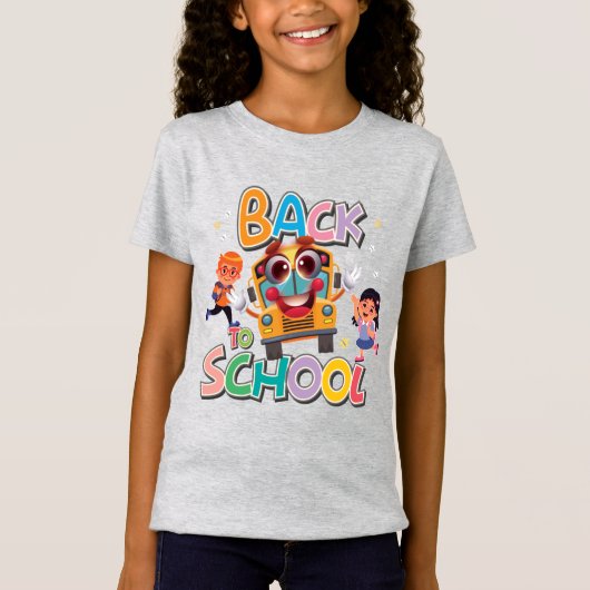 Funny Bus met Kinderen, terug naar school T-shirt (Voorkant)