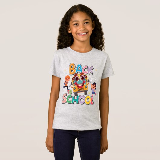 Funny Bus met Kinderen, terug naar school T-shirt (Voorkant volledig)