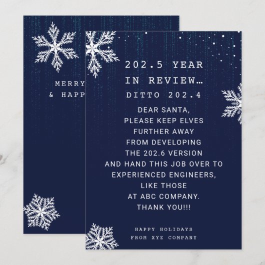 Funny Business Jaar in Review Engineer Kerst Feestdagenkaart (Voorkant / Achterkant)