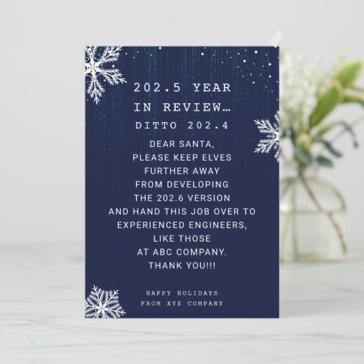 Funny Business Jaar in Review Engineer Kerst Feestdagenkaart (Staand voorkant)