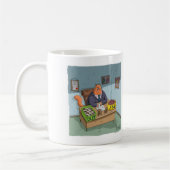 Funny Business Kat met in- en uitstrooisel. Koffiemok (Links)