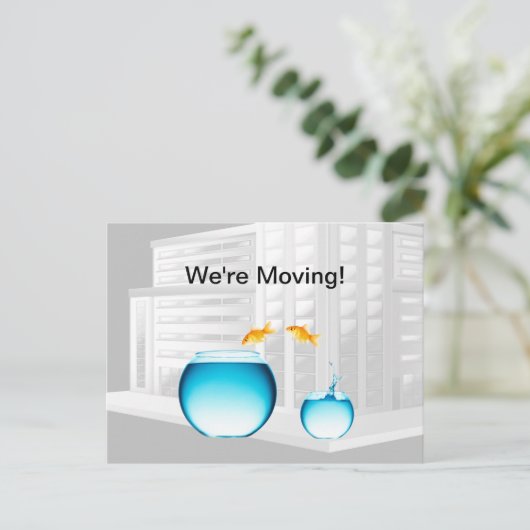 Funny Business Moving Notice Briefkaart Sjabloon (Staand voorkant)