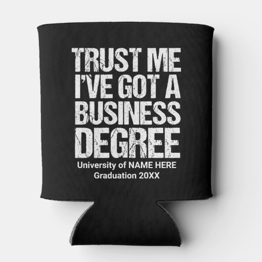 Funny Business School Afstuderen Custom College Blikjeskoeler (Achterkant)