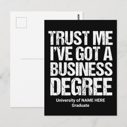 Funny Business School Afstuderen Custom College Briefkaart (Voorkant / Achterkant)