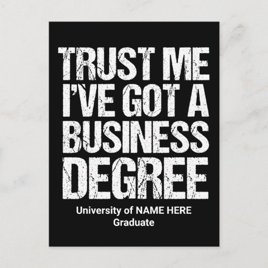 Funny Business School Afstuderen Custom College Briefkaart (Voorkant)