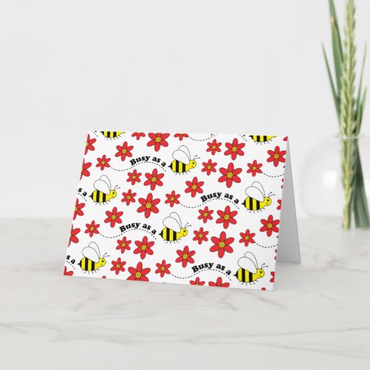 Funny Busy Little Bumble Bee Pattern Cute Kaart (Voorkant)