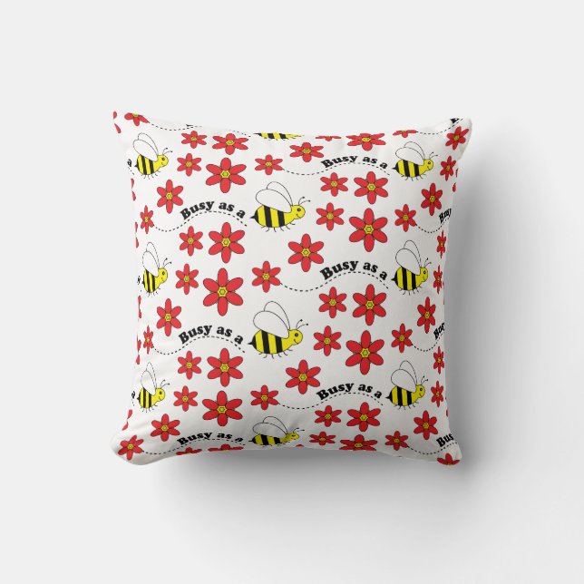 Funny Busy Little Bumble Bee Pattern Cute Kussen (Voorkant)