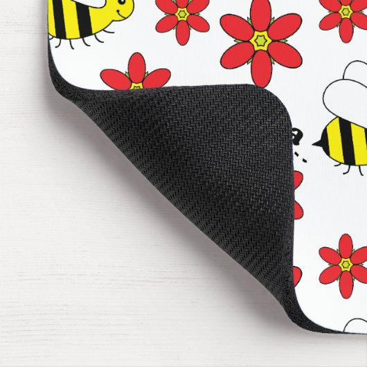 Funny Busy Little Bumble Bee Pattern Cute Muismat (Hoek)