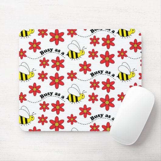 Funny Busy Little Bumble Bee Pattern Cute Muismat (Met muis)