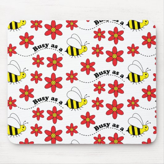 Funny Busy Little Bumble Bee Pattern Cute Muismat (Voorkant)
